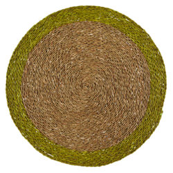 Gone Rural Woven Grass Placemat Natural and Lime Green